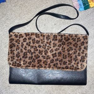 Cheetah Print Large Clutch Crossbody Purse